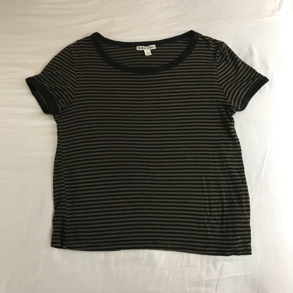 Moral Fiber Green & Black Striped Tee